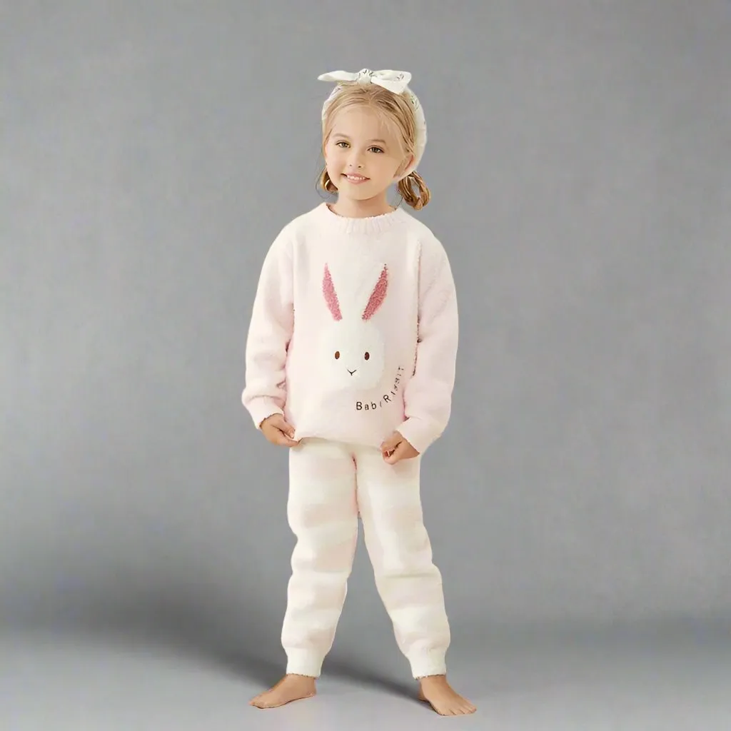 Matching Family Fluffy Bunny Loungewear Set – Cozy Pink Pajamas