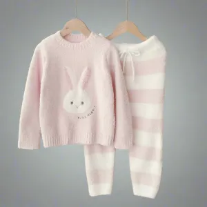 Matching Family Fluffy Bunny Loungewear Set – Cozy Pink Pajamas