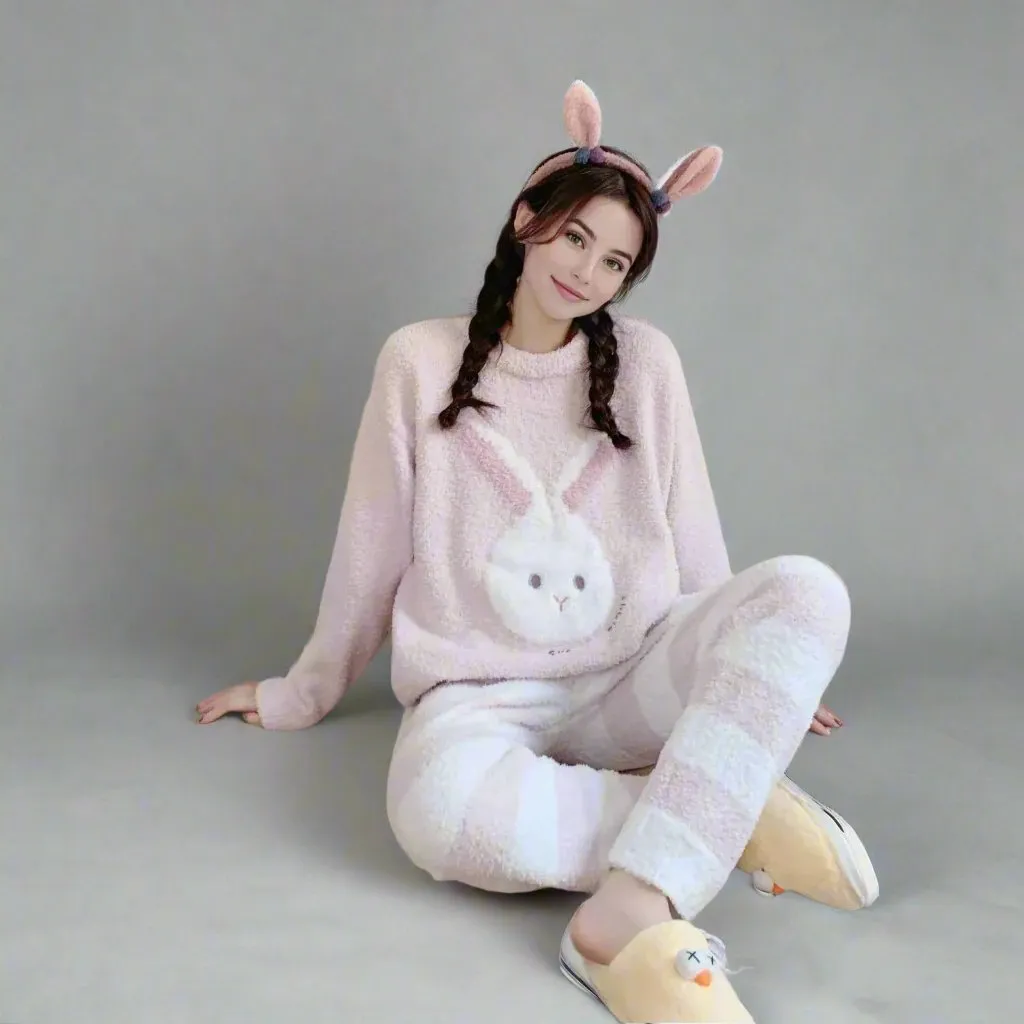 Matching Family Fluffy Bunny Loungewear Set – Cozy Pink Pajamas