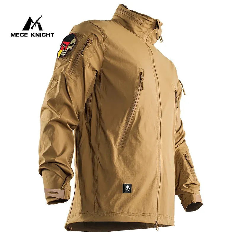 MEGE Men Outdoor Hiking Jackets Military Tactical Coat Waterproof Hooded Windbreaker Training Army Breathable Nylon Lightweight