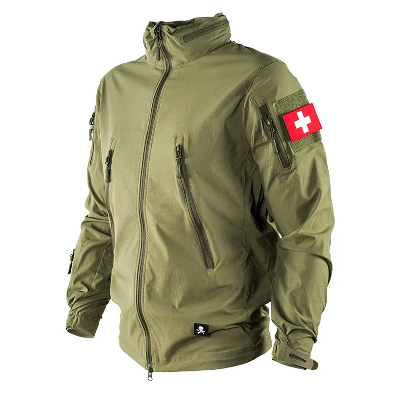 MEGE Men Outdoor Hiking Jackets Military Tactical Coat Waterproof Hooded Windbreaker Training Army Breathable Nylon Lightweight