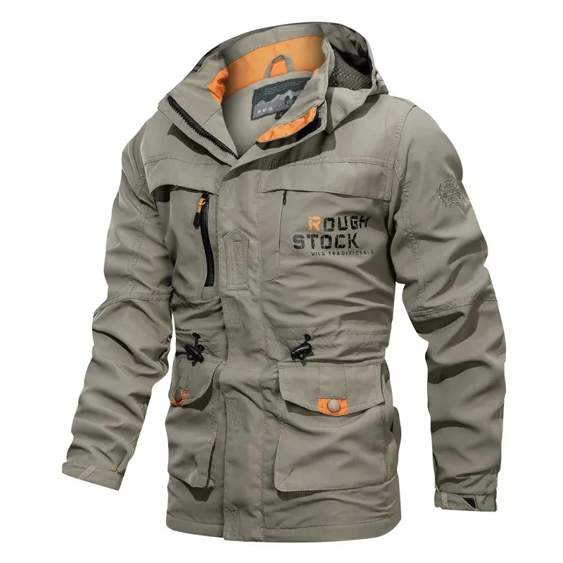 Men Hooded Outdoor Military Jackets Spring Autumn Thin Windproof and Waterproof Hiking Jackets Quality Male Windbreaker Coats 5X