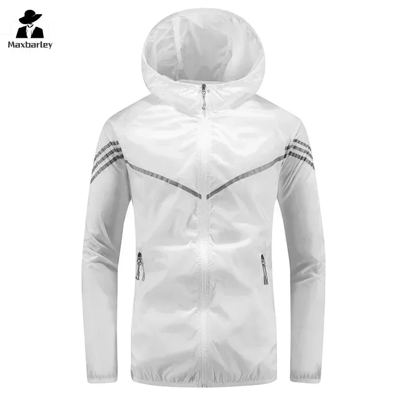 Men Thin Summer Waterproof jacket Sun Protection jacket Moutain Hiking Fishing Casual Windbreaker Quick Drying Sport Hooded Coat