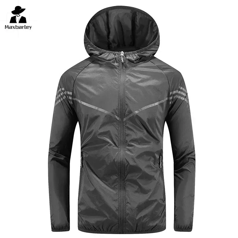 Men Thin Summer Waterproof jacket Sun Protection jacket Moutain Hiking Fishing Casual Windbreaker Quick Drying Sport Hooded Coat