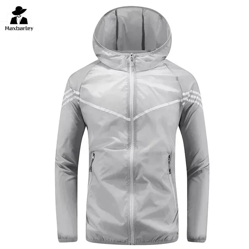 Men Thin Summer Waterproof jacket Sun Protection jacket Moutain Hiking Fishing Casual Windbreaker Quick Drying Sport Hooded Coat