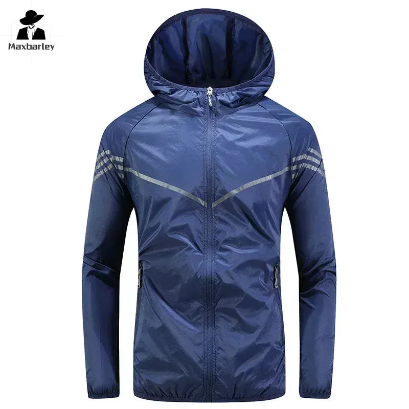 Men Thin Summer Waterproof jacket Sun Protection jacket Moutain Hiking Fishing Casual Windbreaker Quick Drying Sport Hooded Coat