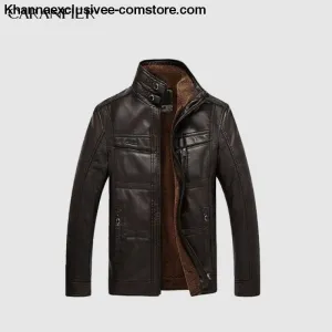 Men's Biker Leather Warm Motorcycle Zipper Top Quality Outerwear Jacket Coat