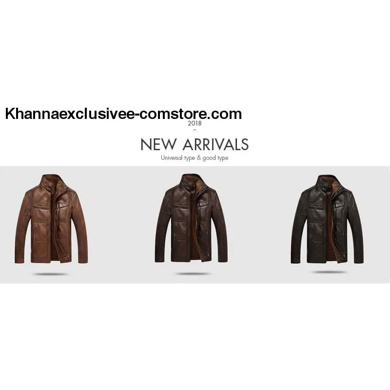 Men's Biker Leather Warm Motorcycle Zipper Top Quality Outerwear Jacket Coat
