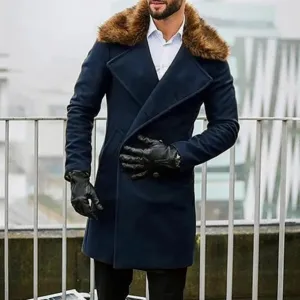 Men's Fur Collar Overcoat Up To 4XL