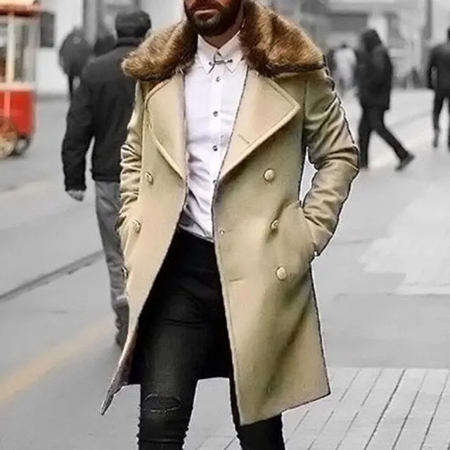 Men's Fur Collar Overcoat Up To 4XL