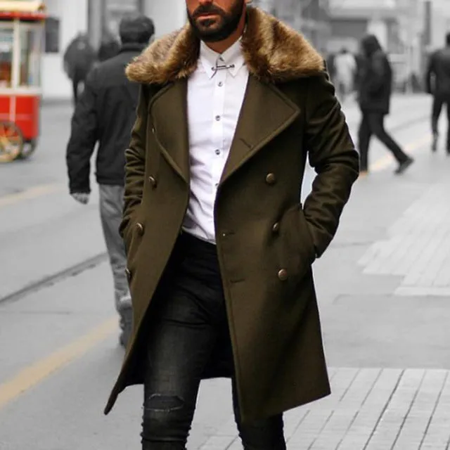 Men's Fur Collar Overcoat Up To 4XL