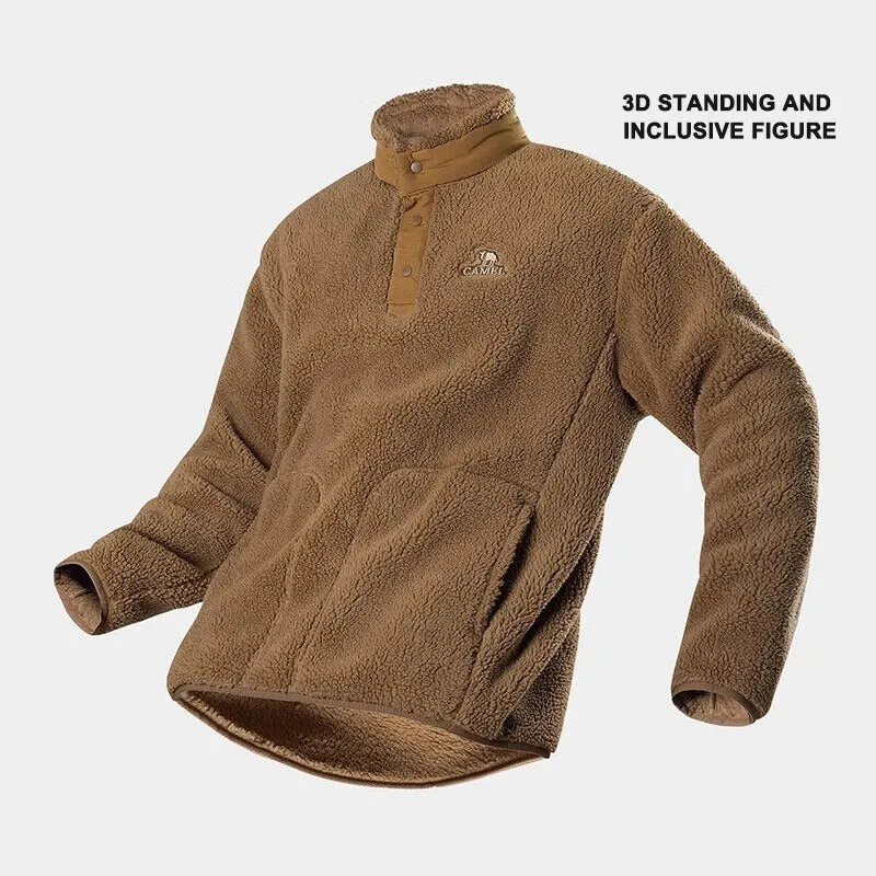 Men's gold color woolen outdoor jacket winter jackets double-sided half-open chest jacket woolen coats
