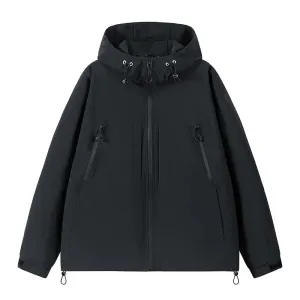 Men's Jacket 2024 New Solid Color Simple Versatile Windproof Waterproof Outdoor Mountaineering Hooded Coat Men's Trend stormcoat