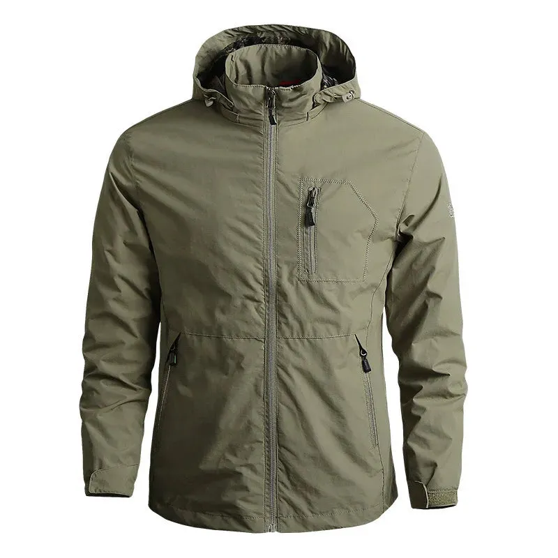 Men's Jackets Waterproof Military Hooded Jacket Windbreaker Outdoor Camping Sports Elastic Coat Male Clothing Thin Overcoat