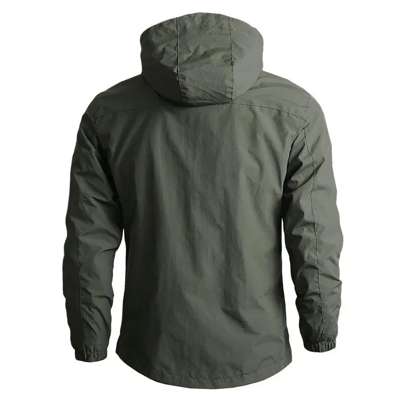 Men's Jackets Waterproof Military Hooded Jacket Windbreaker Outdoor Camping Sports Elastic Coat Male Clothing Thin Overcoat