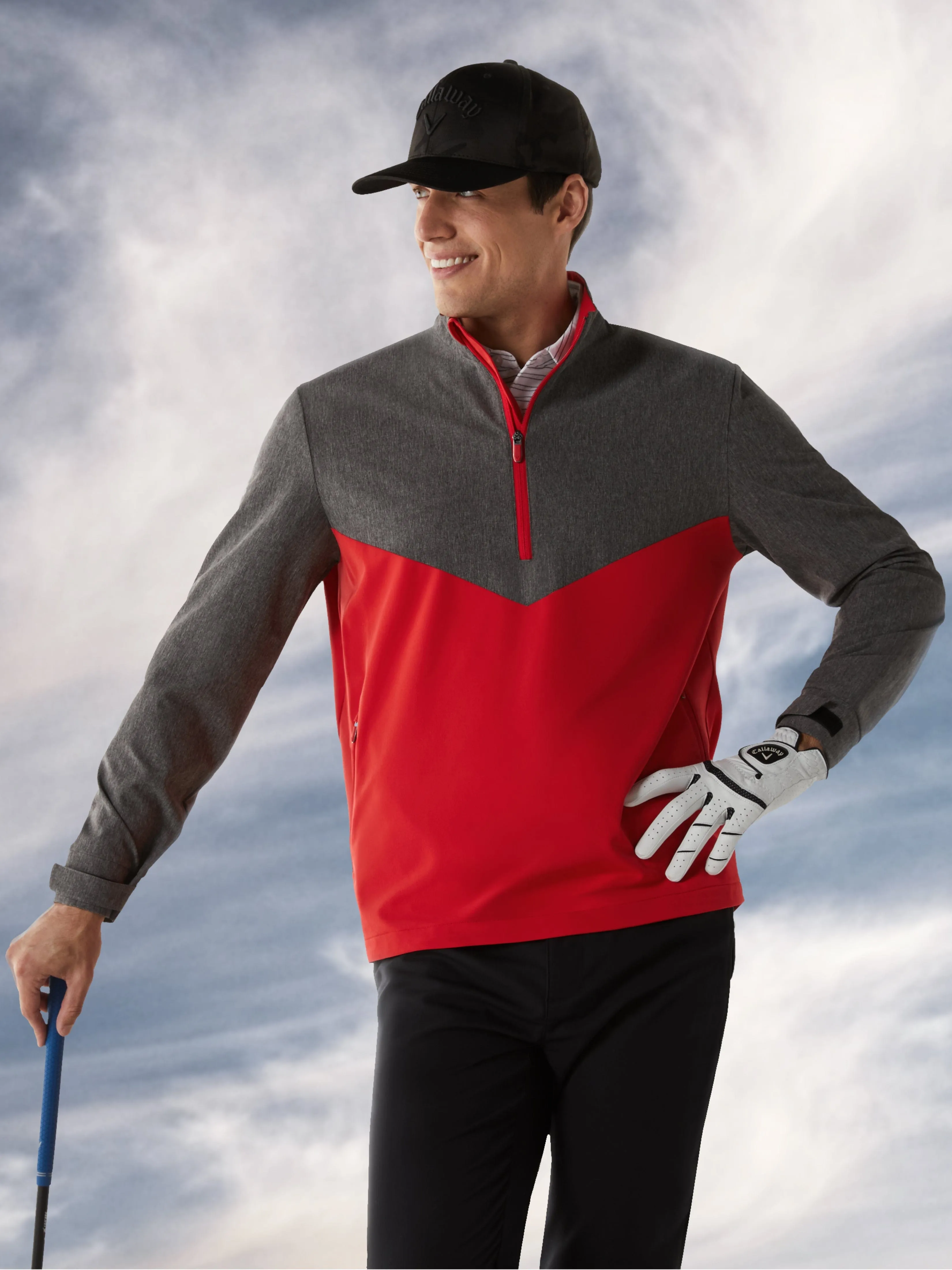 Mens Swing Tech™ Blocked 1/4 Zip Windbreaker