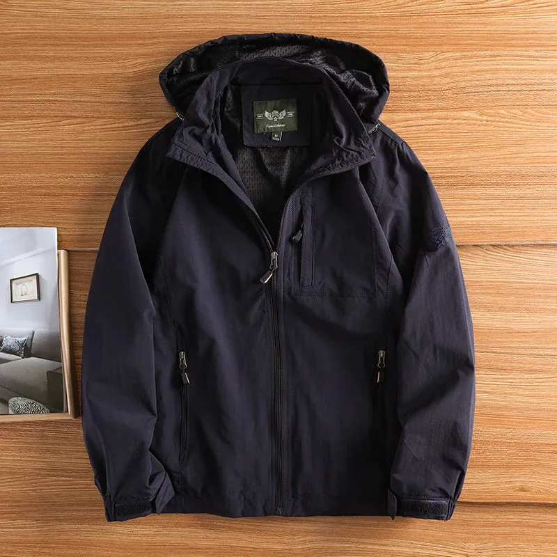 Men's Windbreaker Jackets For Men Motorcycle Helmet Clothing Waterproof Hooded Jacket Camping Outdoor Hiking Men's Coat