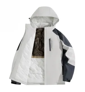 Men's Winter Mountaineering Jacket Outdoor Windproof Waterproof Lined Cotton Thickening Detachable Hat Coat Men's Windbreaker
