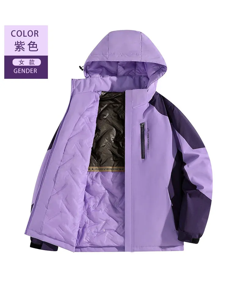 Men's Winter Mountaineering Jacket Outdoor Windproof Waterproof Lined Cotton Thickening Detachable Hat Coat Men's Windbreaker