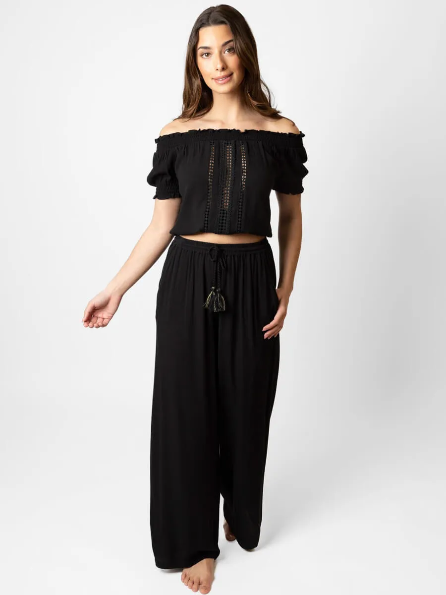 Miami Tie Front Pant In Black