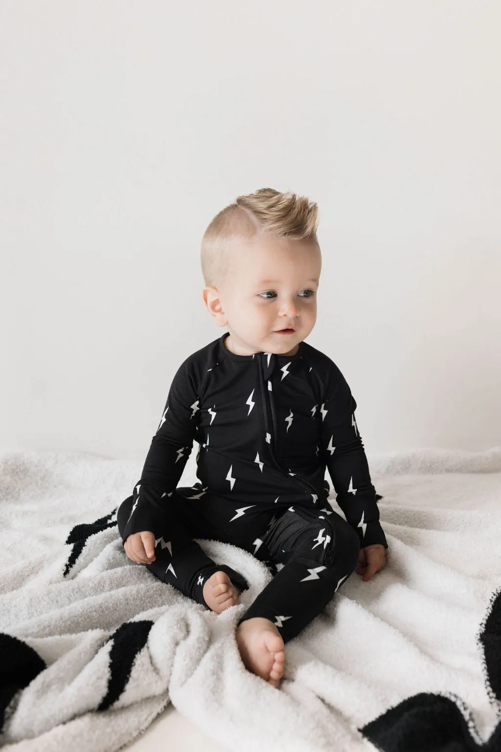 Midnight Lightning Bolt | Bamboo Zip Pajamas