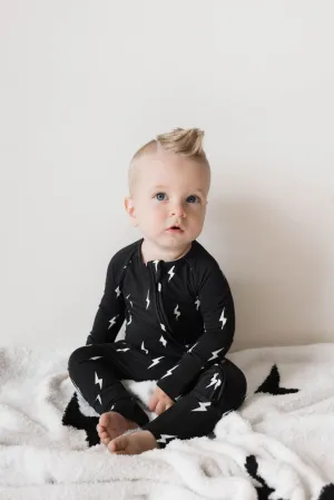 Midnight Lightning Bolt | Bamboo Zip Pajamas