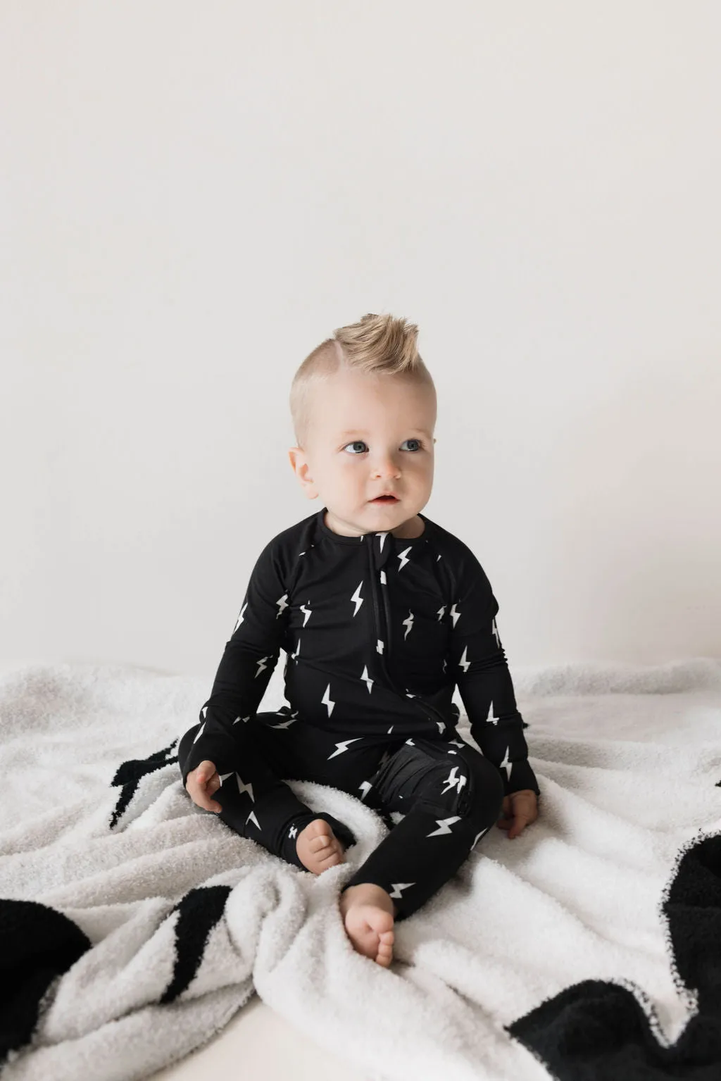Midnight Lightning Bolt | Bamboo Zip Pajamas