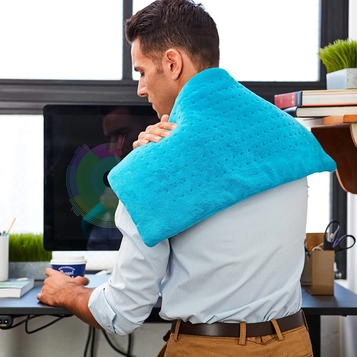 MIGHTY BLISS™ Large Electric Heating Pad for Back Pain and Cramps Relief -Extra Large [12"x24"] - Auto Shut Off - Heat Pad with Moist & Dry Heat Therapy Options - Hot Heated Pad