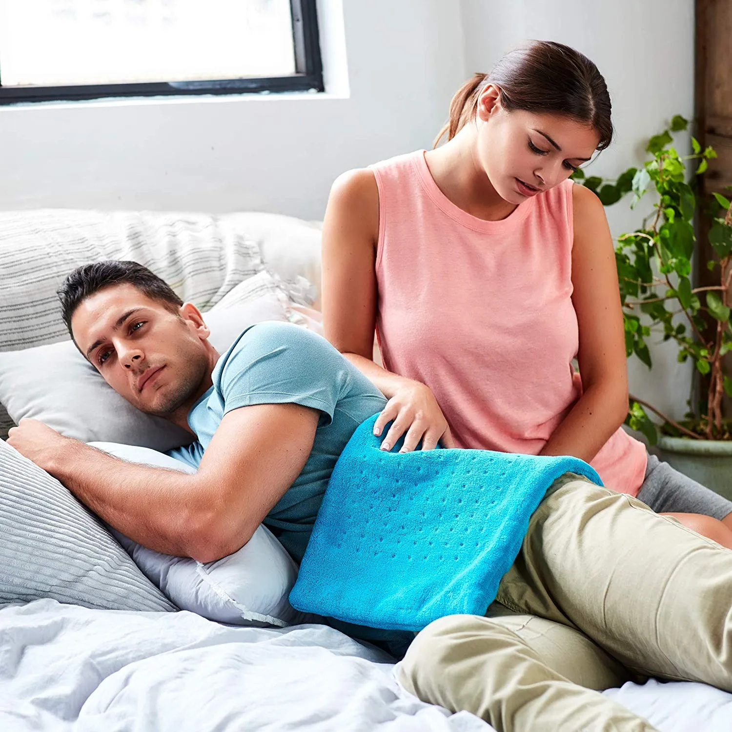MIGHTY BLISS™ Large Electric Heating Pad for Back Pain and Cramps Relief -Extra Large [12"x24"] - Auto Shut Off - Heat Pad with Moist & Dry Heat Therapy Options - Hot Heated Pad