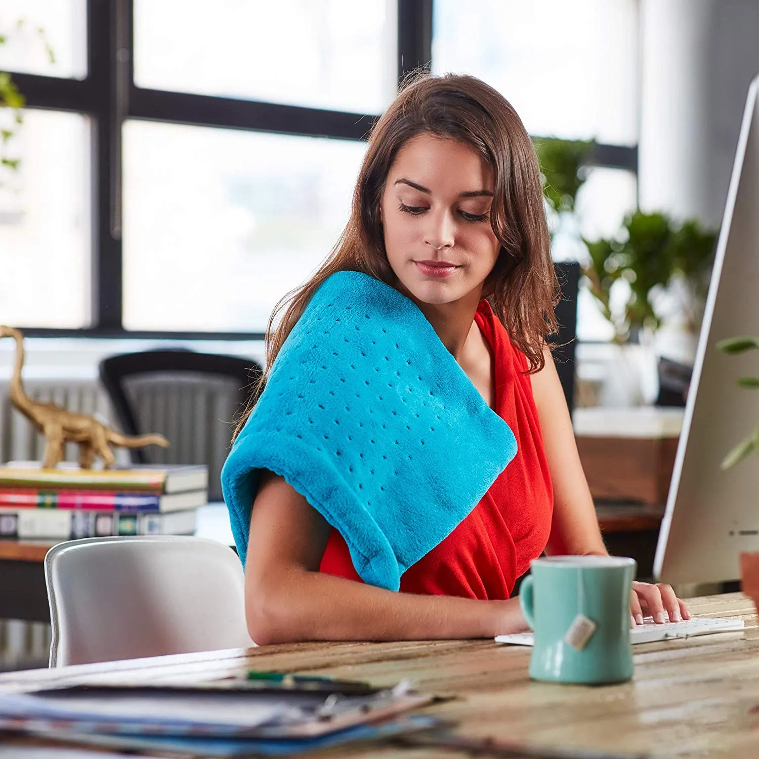 MIGHTY BLISS™ Large Electric Heating Pad for Back Pain and Cramps Relief -Extra Large [12"x24"] - Auto Shut Off - Heat Pad with Moist & Dry Heat Therapy Options - Hot Heated Pad
