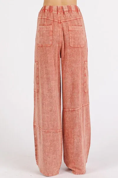 Mineral Wash Drawstring Elastic Waist Pants