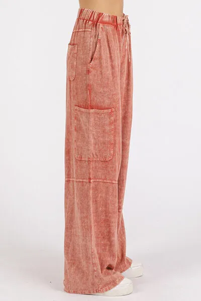 Mineral Wash Drawstring Elastic Waist Pants