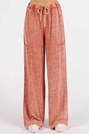 Mineral Wash Drawstring Elastic Waist Pants