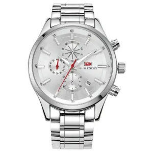 Mini Focus Silver Stainless Steel Silver Dial Chronograph Quartz Watch for Gents - MF0081G-02