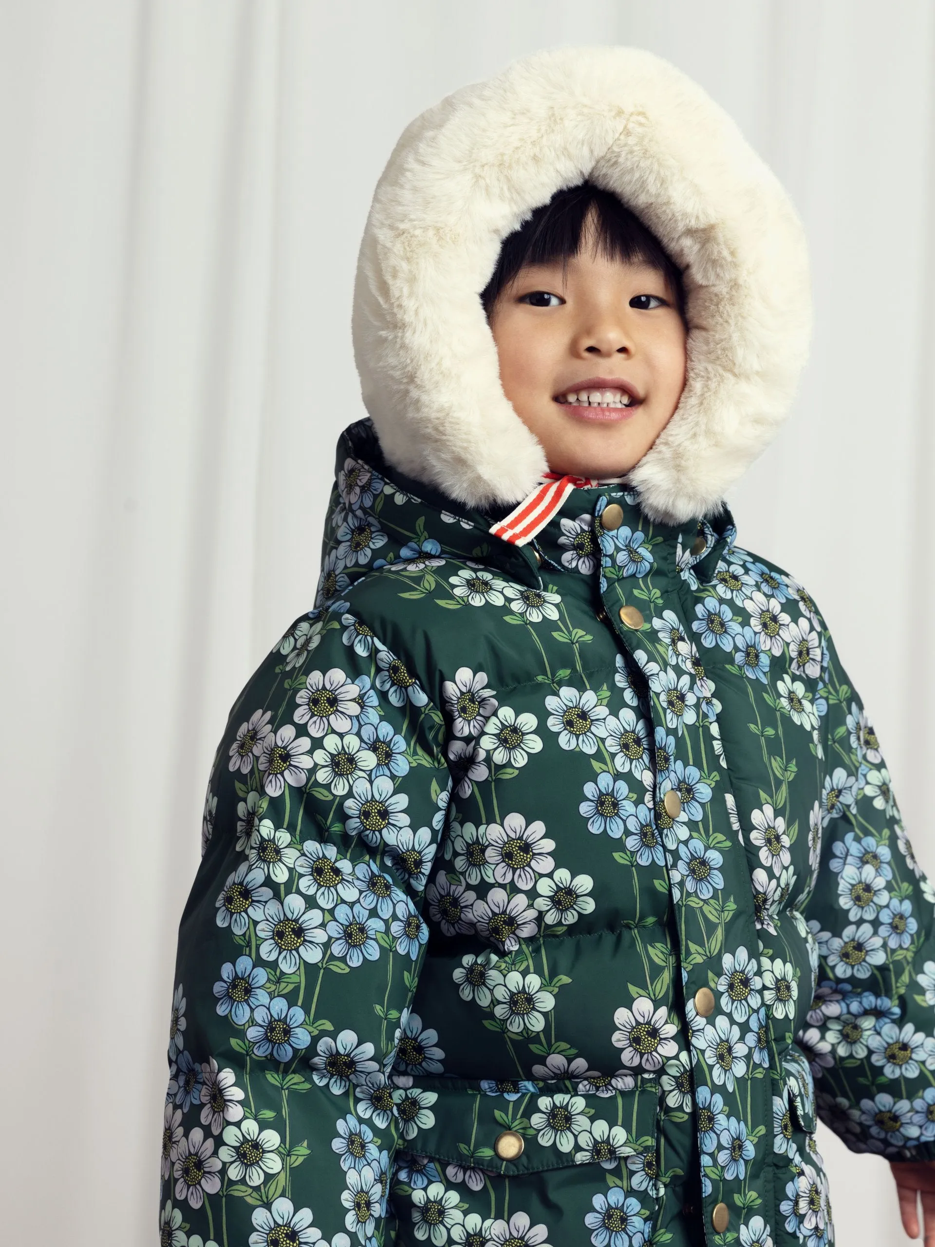 Mini Rodini | Daisys aop heavy hooded puffer jacket