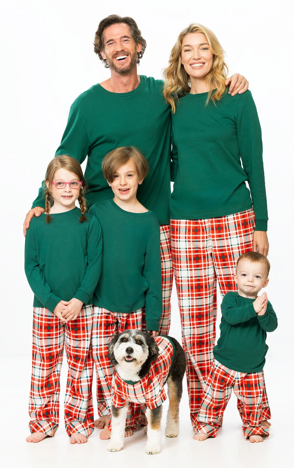 Modern Plaid Pullover Men's Pajamas - Family Set