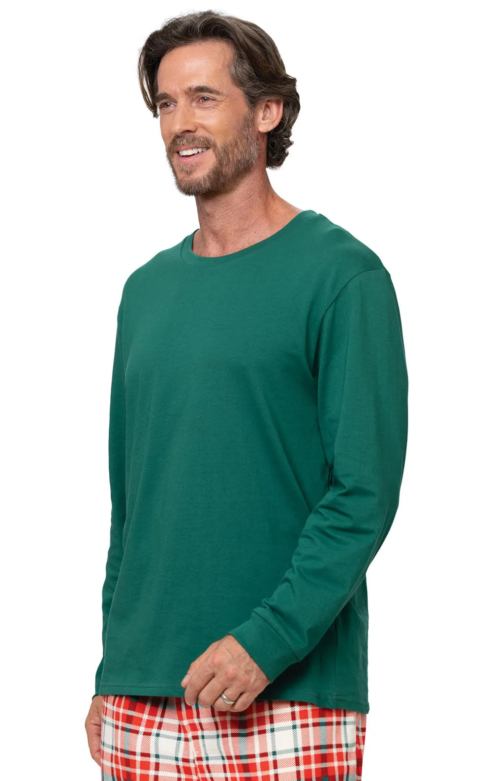 Modern Plaid Pullover Men's Pajamas - Family Set