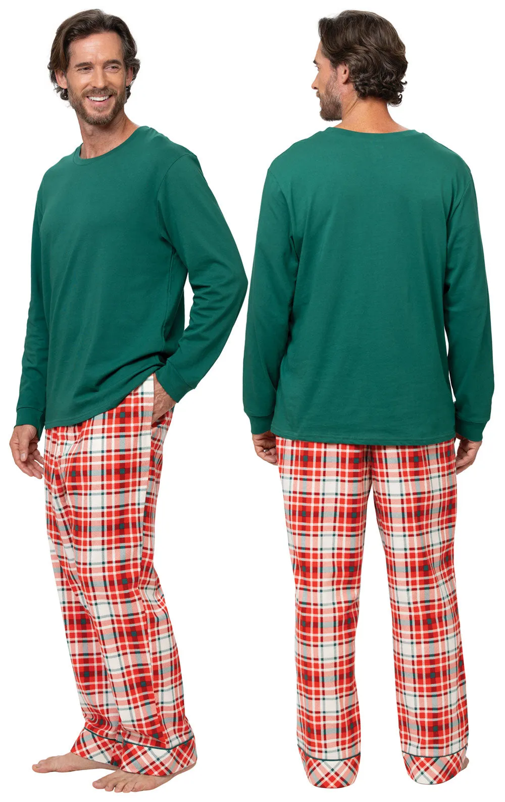 Modern Plaid Pullover Men's Pajamas - Family Set
