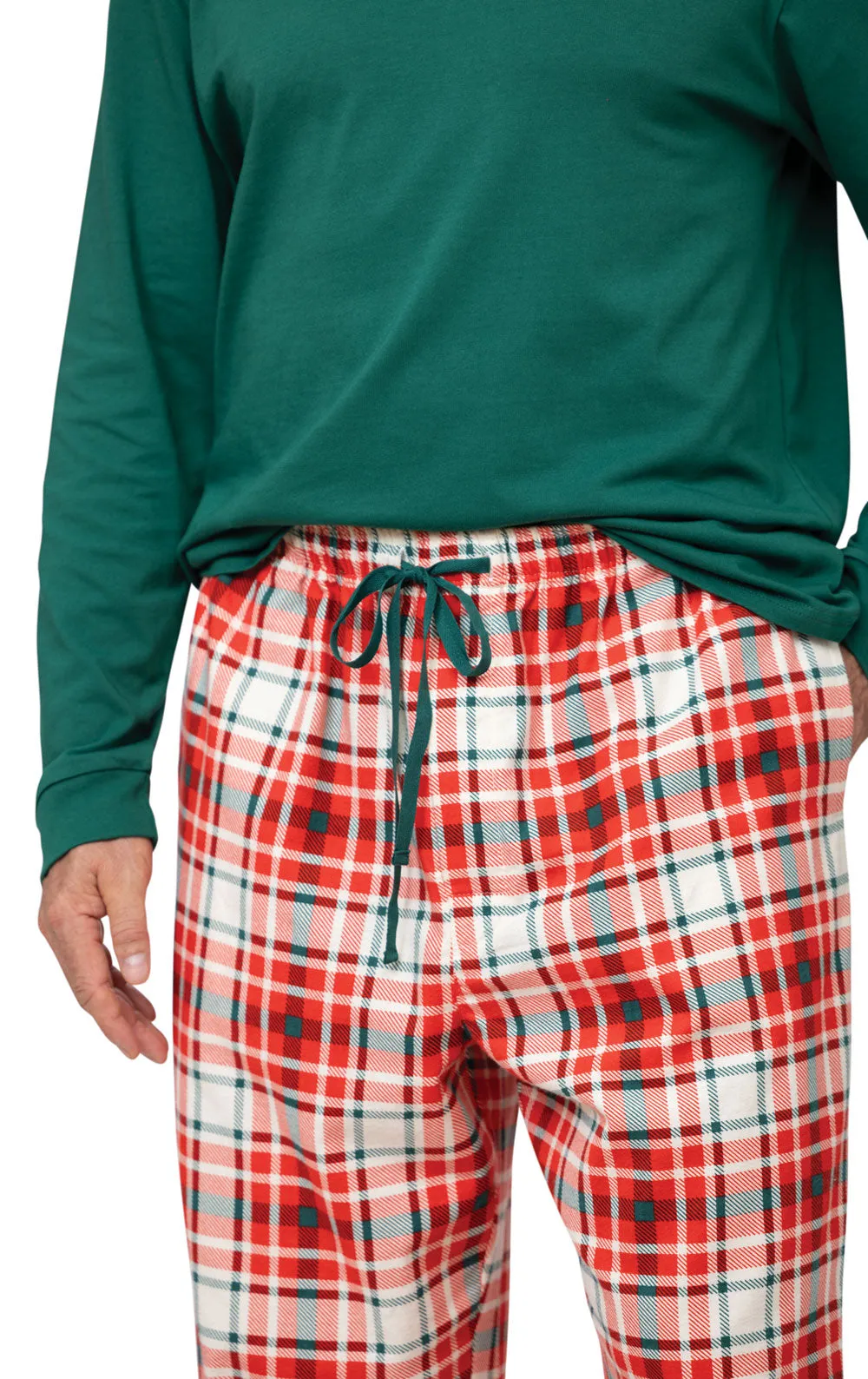 Modern Plaid Pullover Men's Pajamas - Family Set