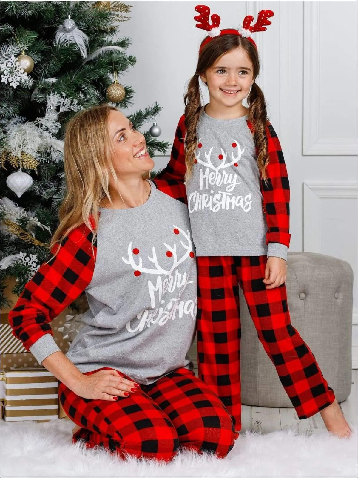 Mommy & Me Cozy Plaid Long Sleeve Holiday Pajamas