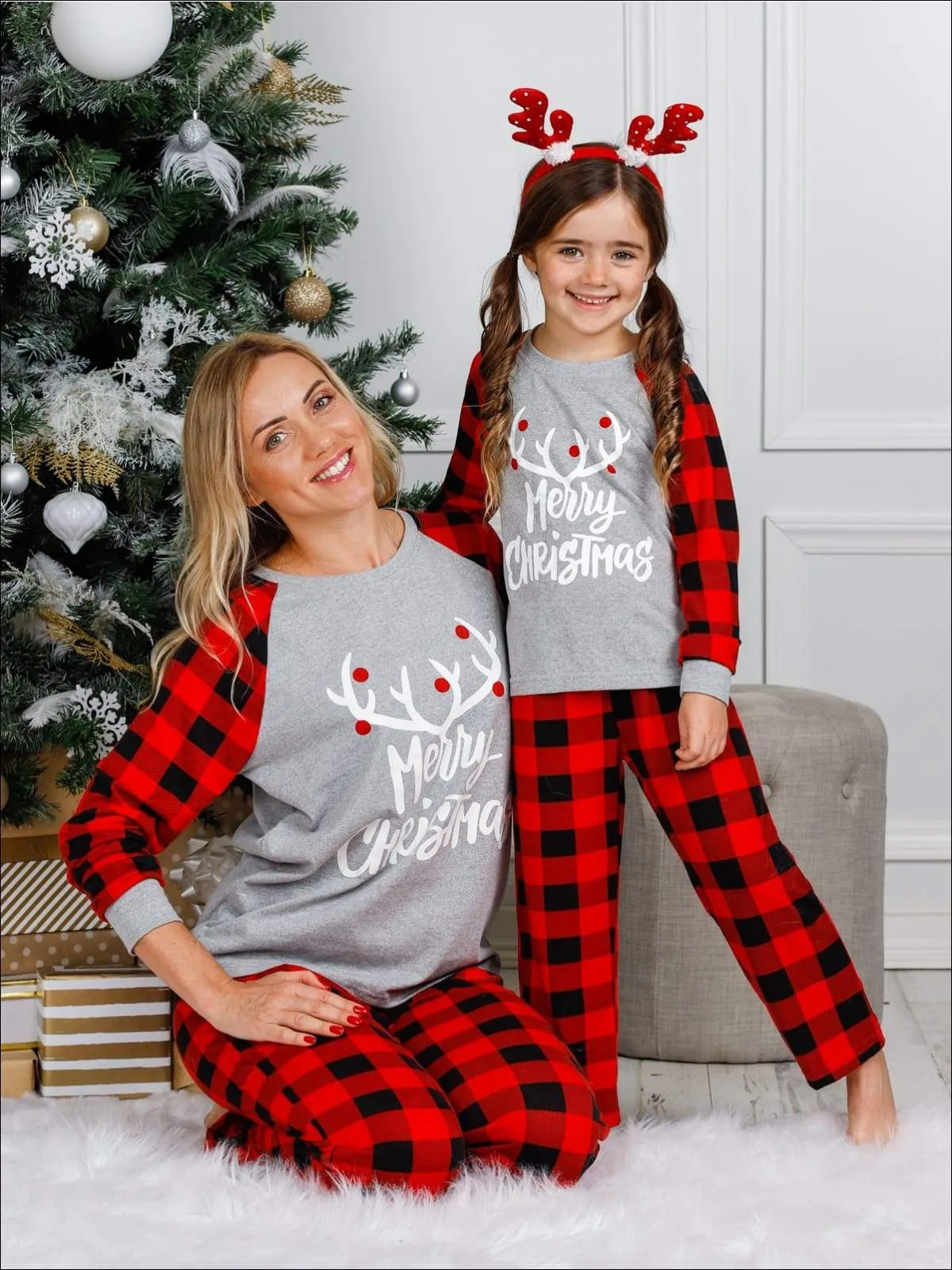Mommy & Me Cozy Plaid Long Sleeve Holiday Pajamas