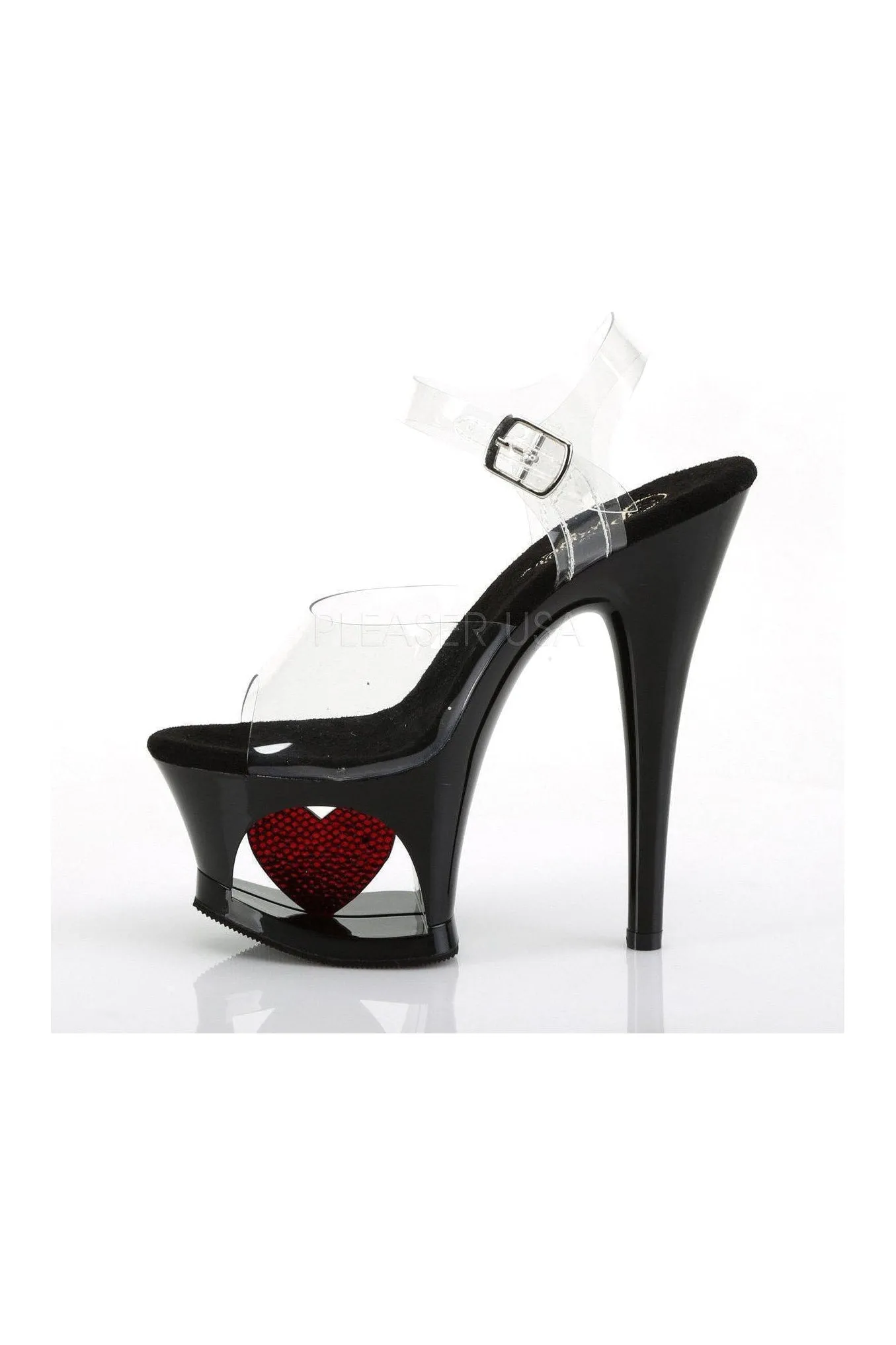 MOON-708HRS Platform Sandals | Black Vinyl