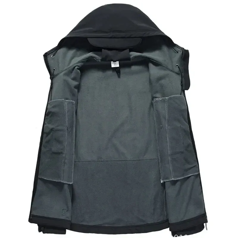Motorcycle Shark Skin Soft Shell Jackets Men Tactical Windproof Waterproof jacket men Combat Jackets Mens Hooded Bomber Coats