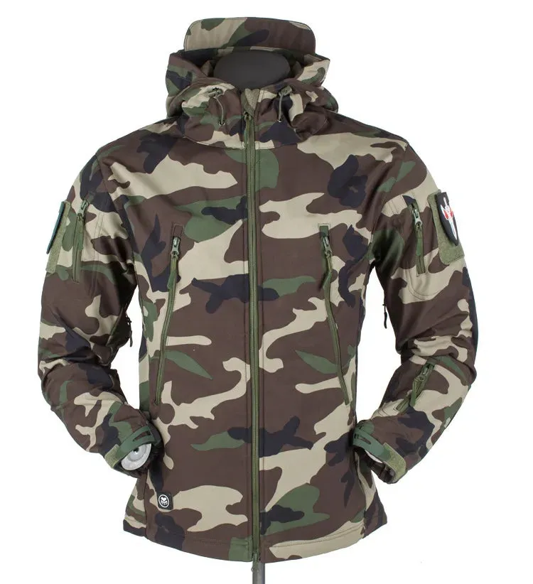 Motorcycle Shark Skin Soft Shell Jackets Men Tactical Windproof Waterproof jacket men Combat Jackets Mens Hooded Bomber Coats