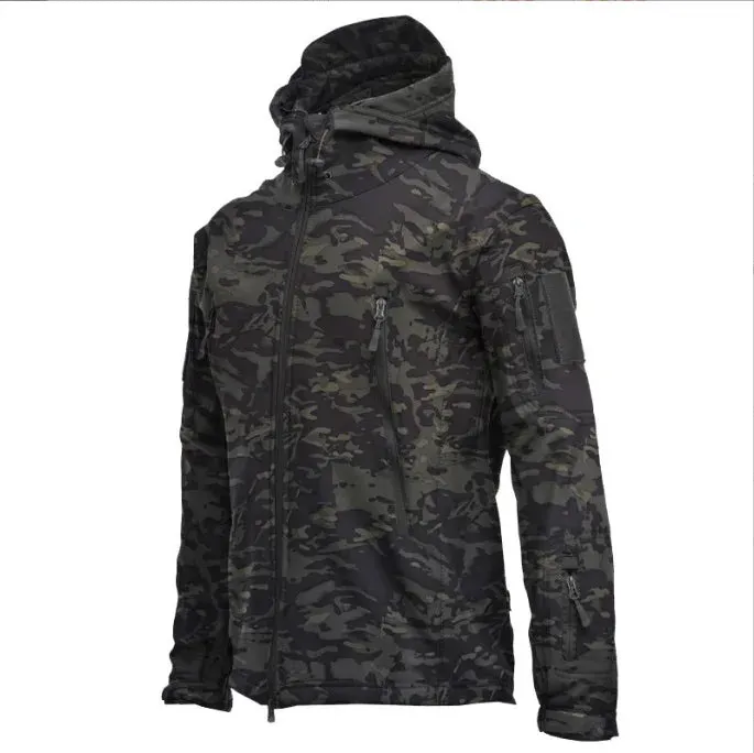 Motorcycle Shark Skin Soft Shell Jackets Men Tactical Windproof Waterproof jacket men Combat Jackets Mens Hooded Bomber Coats