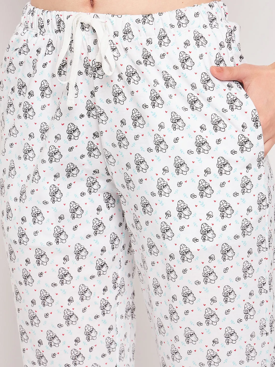 mSECRET Red Cotton Printed 2 pc  Nightsuit