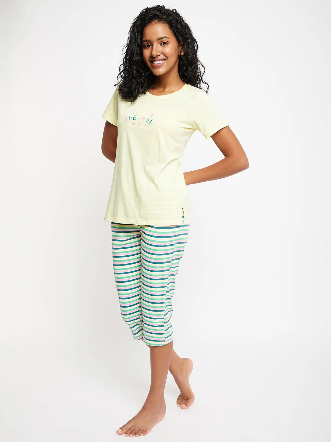 mSECRET Yellow Typography Cotton 2 pc Nightsuit