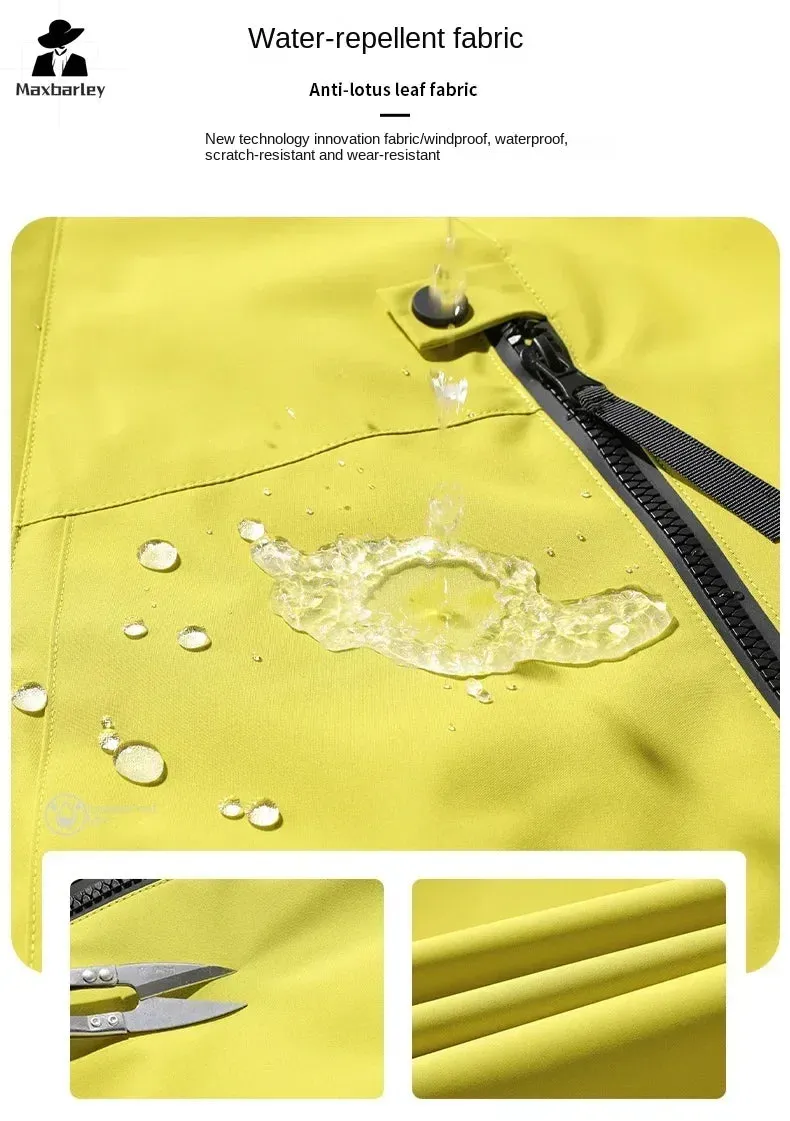 Multifunctional Jacket Men's Autumn Fashion Single Layer Waterproof Hooded Coat Casual Couple Travel Fishing Camping Windbreaker