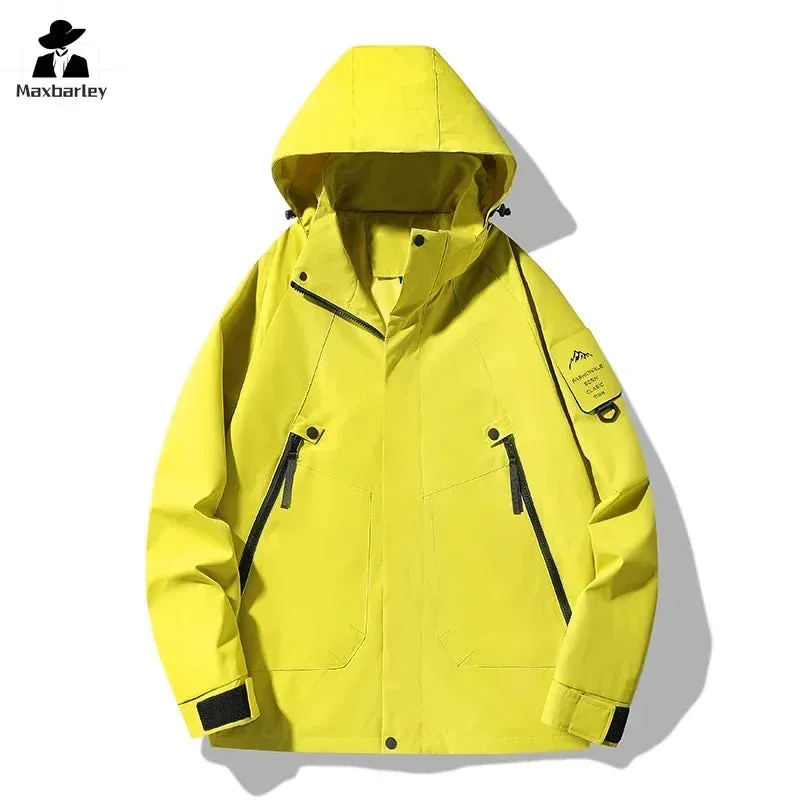 Multifunctional Jacket Men's Autumn Fashion Single Layer Waterproof Hooded Coat Casual Couple Travel Fishing Camping Windbreaker