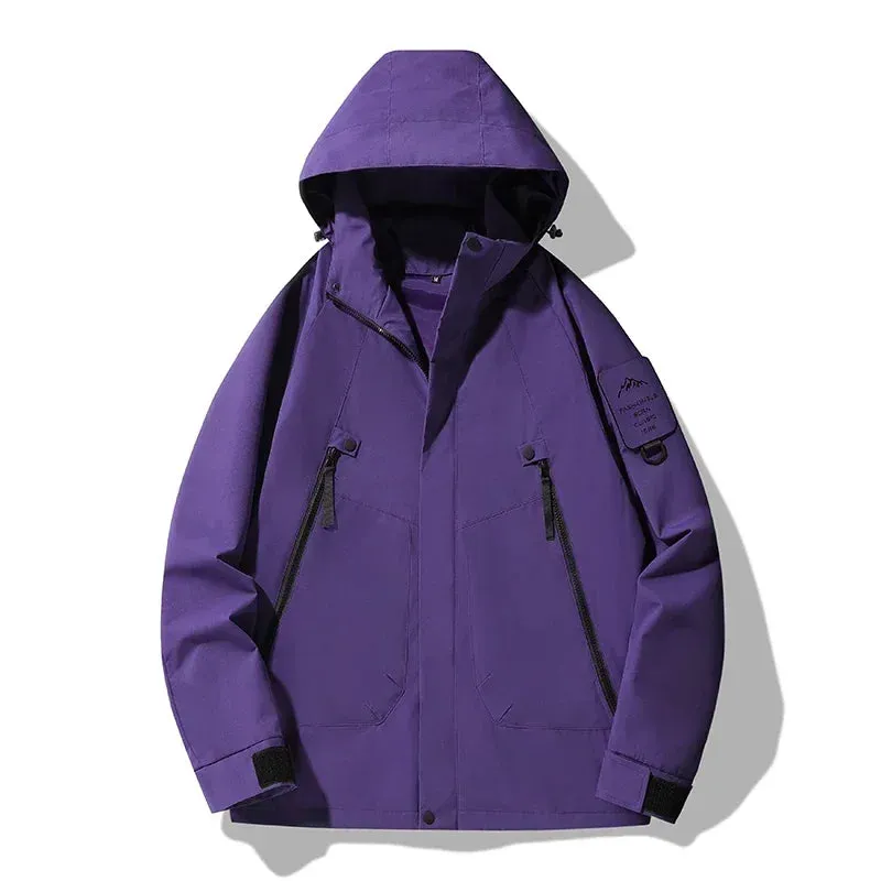 Multifunctional Jacket Men's Autumn Fashion Single Layer Waterproof Hooded Coat Casual Couple Travel Fishing Camping Windbreaker